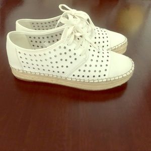 Nine West white lace up espadrilles
